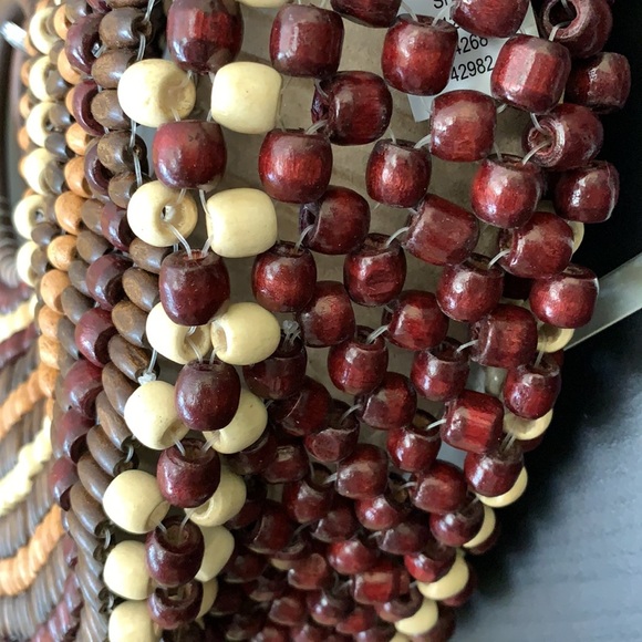 INC International Concepts Beaded Fan Tote in Brown and Tan - Picture 7 of 12